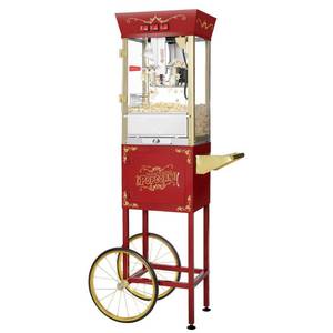 lot 19932 image: Great Northern Popcorn Red Antique Style Popcorn Popper Machine Cart, 8 Ounce