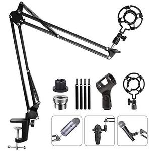 lot 19941 image: Upgraded Adjustable Microphone Suspension Boom Scissor Arm Stand with Shock Mount Mic Clip Holder 38���� to 58���� Screw Adapter -for Blue Yeti, Snowball & Other Microphones (stand with adapter)
