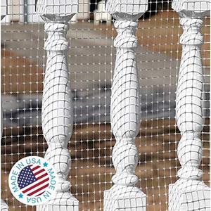 lot 19943 image: KidKusion Deck Guard - 16 L x 40 H - Made in USA - Outdoor Balcony and Stairway Deck Rail Safety Net - Clear - Child Safety Pet Safety Toy Safety, 4500