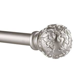 lot 19949 image: 66-120 Vine Adjustable Curtain Rod and Coordinating Finial Set Matte Silver - Exclusive Home