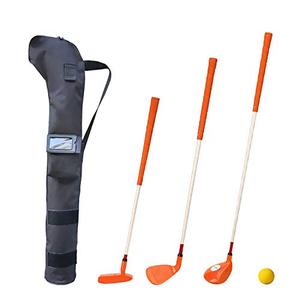 lot 19972 image: KONDAY Kids Golf Clubs Set Children Golf Set Yard Sports Tools Three Clubs with Carry Bag and Soft Balls (Orange)
