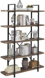 lot 2703 image: SUPERJARE 5 Tier Industrial Bookshelf