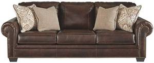 lot 2718 image: Signature Design by Ashley Brown Leather Sleeper Couch