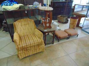lot 3984 image: Chair - Endtables - Lamp Table - Stools not included