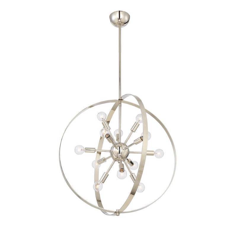 lot 20704 image: Marly 12 Light Chandelier Polished Nickel- Retail$501.99