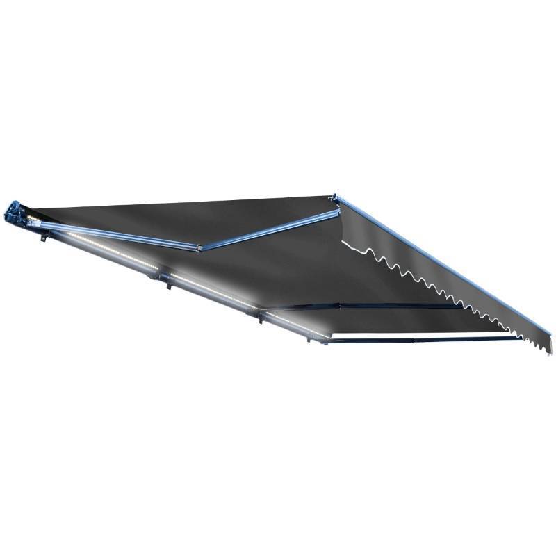 lot 20741 image: ALEKO Motorized LED 16 x 10 ft Half Cassette Retractable Awning Grey- Retail$840.99