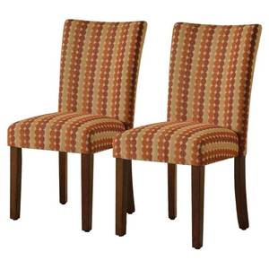 lot 1561 image: Set of 2 Parsons Pattern Dining Chair Wood Red Stripe - HomePop
