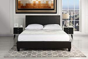lot 1596 image: Casa Andrea Milano Classic Faux Leather Dark Brown Platform Bed Frame (Twin)
