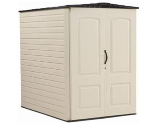 lot 17 image: New W Imperfections- Rubbermaid Large Plastic Vertical Resin Weather Resistant Storage Shed 5 x 6
