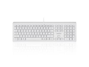 lot 3006 image: Perixx PERIBOARD-323 Wired Silent Keyboard Compatible for Mac Os X, 11 Multimedia Keys, Replacement for Apple iMac Wired Keyboard, White LED