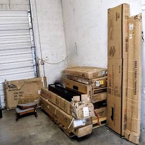 lot 500006 image: Partials- Damaged and   Wall of Fun Furniture and  Boxes Pallet Full and Then Some