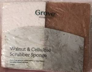 lot 30075 image: GROVE Walnut & Cellulose Scrubber Sponges Pack of 2