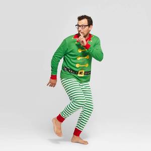 lot 31010 image: Mens Holiday Elf Matching Family Pajama Set - Wondershop Green 2XL