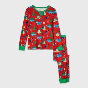 lot 31013 image: Womens Holiday Dinosaur Print Matching Family Pajama Set - Wondershop Red S