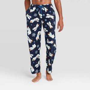 lot 31016 image: Mens Olaf Christmas Fleece Pajama Pants - Navy L, Blue