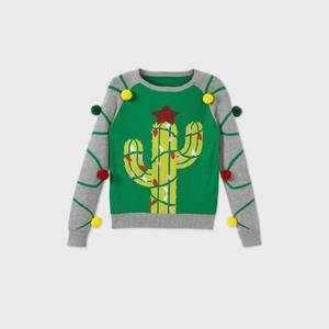 lot 31020 image: Girls Cactus Pullover Sweater - Green XL
