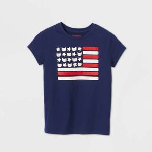 lot 31050 image: Girls Short Sleeve Americana Flag Graphic T-Shirt - Cat & Jack Navy XL, Blue