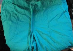 lot 31065 image: Cherokee Womens Mid Rise Moderate Flare Drawstring Pant Teal Blue Medium