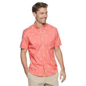 lot 31068 image: Mens Sonoma Goods For Life Printed Poplin Button-Down Shirt, Size XL, Med Pink