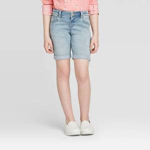 lot 31070 image: Girls Soft Bermuda Jean Shorts - Cat & Jack Light Wash L, Light Blue
