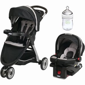 lot 6708 image: Graco FastAction Fold Sport Click Connect Travel System, Pierce with Nuk Simply Natural 5oz Bottle, 1-Pack