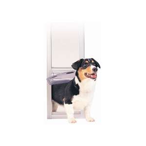 lot 6764 image: PetSafe Freedom Aluminum Patio Panel Pet Door for Dogs and Cats, 81, Large-Tall, White