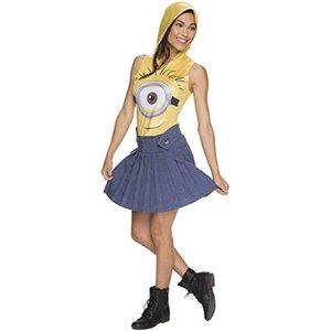 lot 6770 image: Rubies Costume Co Womens Minion Face Hooded Costume Dress, Yellow, Medium