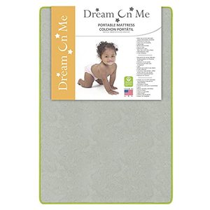 lot 6772 image: Dream On Me 2-in-1 Breathable Two-Sided Portable Crib Foam Mattress, WhiteGreen