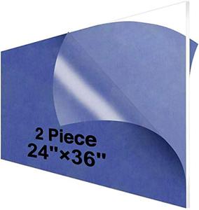 lot 6779 image: Clear Acrylic Plexiglass Sheet 18 Thick Cast 24 x 36 Pack of 2, 3mm Transparent Acrylic Board - 24x36 Plexi Glass Perspex Panel Ideal for General Purpose Household Uses,DIY,Cut to Size