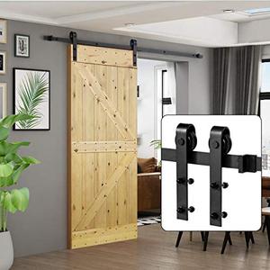 lot 6810 image: U-MAX 6.6 FT Sliding Barn Wood Door Basic Sliding Track Hardware Kit (BasicJ)