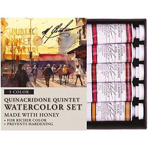 lot 6811 image: 2 Packages of Graham 12-Ounce Tube Watercolor Paint Set, Quinacridone Quintet 5 (33-QUIN)