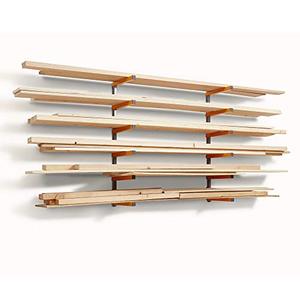 lot 6813 image: Bora Wood Organizer and Lumber Storage Metal Rack with 6-Level Wall Mount �� Indoor and Outdoor Use, In Orange  PBR-001