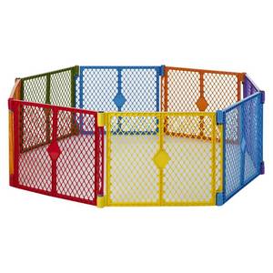 lot 6853 image: Toddleroo By North States Superyard 8 Panel Baby Play Yard Playpen SUPERYARD-8768-COLORPLAY