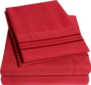lot 52785 image: 1800 Thread Count - King Size - 4 pc Sheet Set - Red