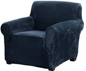 lot 53809 image: Great Bay Home - Armchair Size - Navy Blue Weave - Fits up to 48��