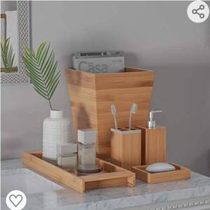 lot 53822 image: Lavish Home - Bamboo Bath and Vanity Set