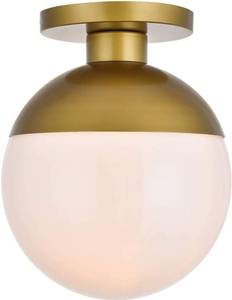 lot 53828 image: Living District - Brass & Clear Flush Mount Light Fixture