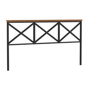 lot 53835 image: King Ashford Metal Headboard Textured Black with Oak Finished Wood - Hillsdale Furniture