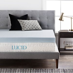 lot 53839 image: Lucid 4 Gel Memory Foam Mattress Topper