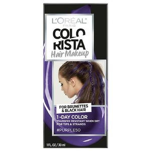 lot 53901 image: LOreal Paris Colorista Hair Makeup 1-Day Hair Color, 50 Purple (for brunettes), 1 fl. oz.