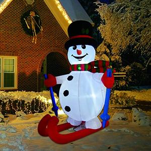 lot 53908 image: GOOSH 6 FT Height Christmas Inflatables Outdoor Ski Snowman, Blow Up Yard Decoration Clearance with LED Lights Built-in for HolidayChristmasPartyYardGarden