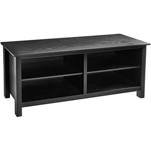 lot 53960 image: rockpoint plymouth wood tv stand storage console, 58, midnight black