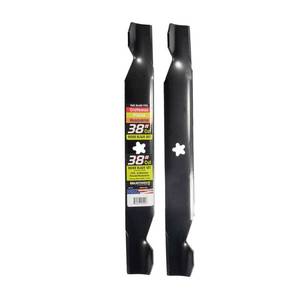 lot 53993 image: MaxPower 2 Blade Set for Many 38 in. Cut Craftsman, Husqvarna, Poulan Mowers Replaces OEM #s 138497, 532138497, 532127842