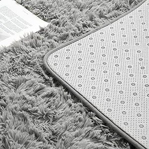 lot 6828 image: HQAYW Modern Fluffy Area Rug, Shaggy Rugs for Bedroom Living Room Ultra Soft Shag Fur Carpets for Kids Girls Nursery Plush Fuzzy Rug Cute Home Decor Rug, 5 x 8, Grey