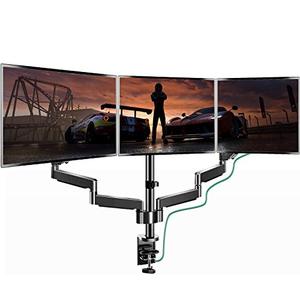lot 6829 image: EleTab Triple Monitor Stand Mount - Full Motion Swivel 3 Monitor Desk Mount Stand Articulating Gas Spring Arms Fits Computer Screens 13 to 27 inches, Each Arm Holds up to 17.6 lbs
