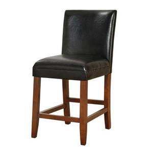 lot 6834 image: 24 Faux Leather Luxury Counter Height Barstool Black - HomePop