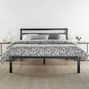 lot 6863 image: Modern Studio Platform 1500H Metal Bed FrameMattress Foundation with Headboard, no Boxspring needed, Wooden Slat Support, King