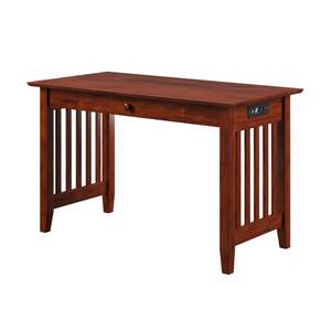 lot 6864 image: Atlantic Furniture 24 in. Rectangular Walnut 1 Drawer Computer Desk with Solid Wood Material, Brown