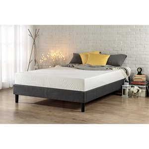 lot 6872 image: zinus essential upholstered platform bed frame  mattress foundation  no boxspring needed  wood slat support, queen