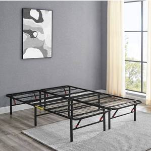 lot 6883 image: 14 Black Metal Platform Bed Frame with Tool-Free Assembly, No Box Spring Needed